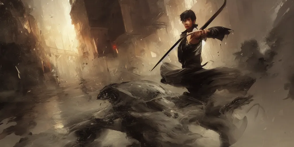 Image similar to highly detailed beautiful oil painting of samourai, splash, sharp focus, dramatic, dynamic lighting, elegant, harmony, beauty, masterpiece, by riccardo federici, by james jean, by craig mullins, by jeremy mann, by makoto shinkai, by krenz cushart, by greg rutkowski, illustration, ink draw, pen