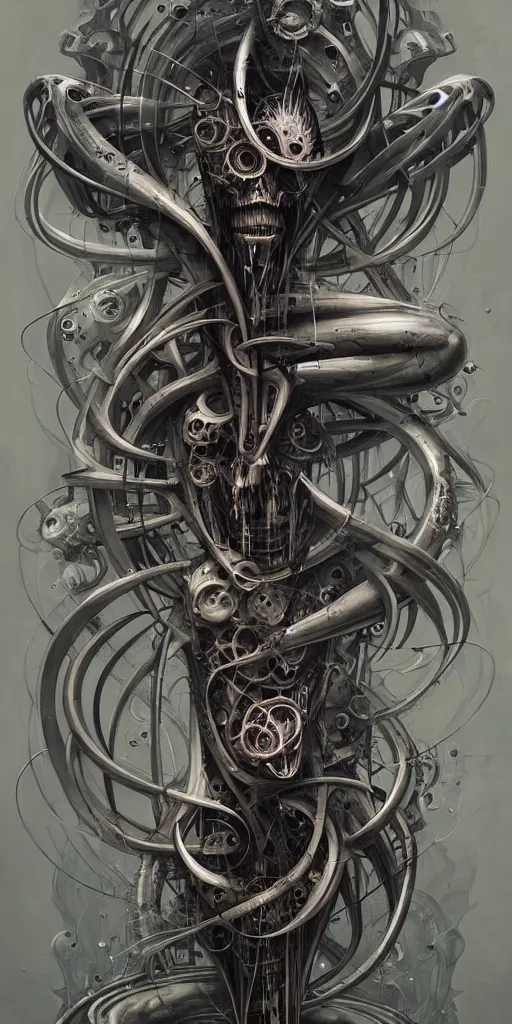 Image similar to biomechanical typography by hr giger and peter mohrbacher