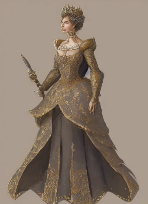 Image similar to detailed full body concept art of a princess in fine clothing, ultra detailed, painterly, micro detail