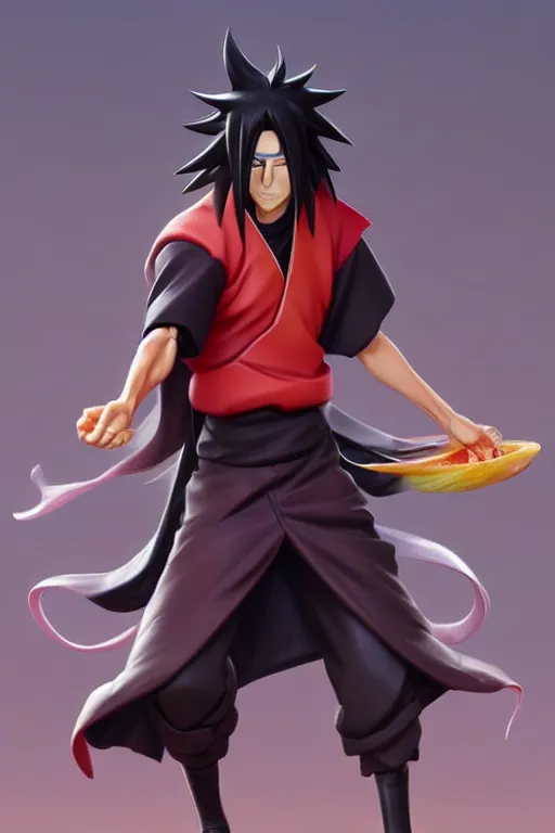 Prompt: still figurine of madara uchiha from naruto shippuden, highly detailed, digital painting, artstation, concept art, smooth, sharp focus, illustration, art by artgerm and greg rutkowski and alphonse mucha, beautiful composition