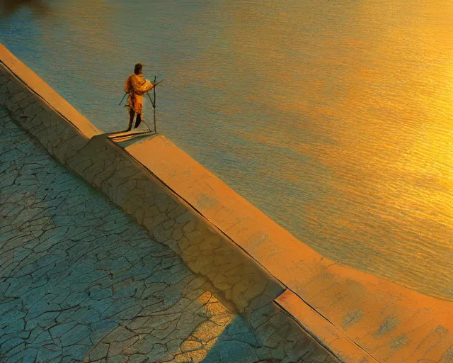 Prompt: painting on king's landing, isometric, golden hour, air shot, clean, ambience lighting, 3 0 mm