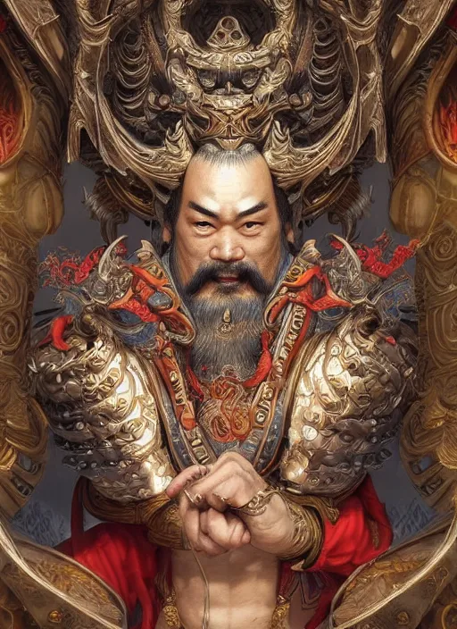 Image similar to digital painting of chinese gods, by filipe pagliuso and justin gerard symmetric, fantasy, highly detailed, realistic, intricate port