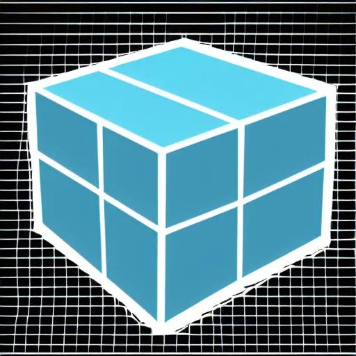 Prompt: cube in 4 dimensional space, vector graphic, outlines, grid, matlab,