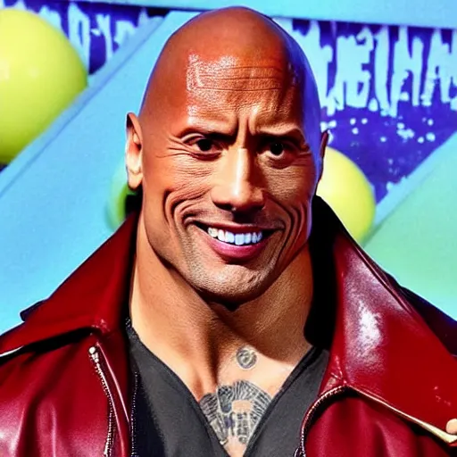 Image similar to dwayne johnson dressed as a billie eilish on a halloween night