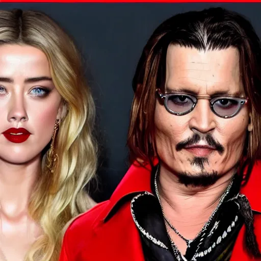 Prompt: UHD Amber Heard and Johnny Depp rolling in brown blobs, recreated in robot chicken