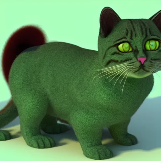 Prompt: green kitten 3d model