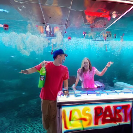 Image similar to gas station party underwater