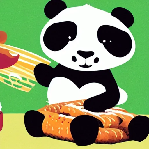 Image similar to Panda eating churros, Chinese scrolls