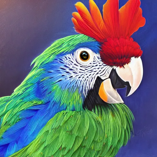 parrot rooster hybrid mixed bird detailed luminescent | Stable ...