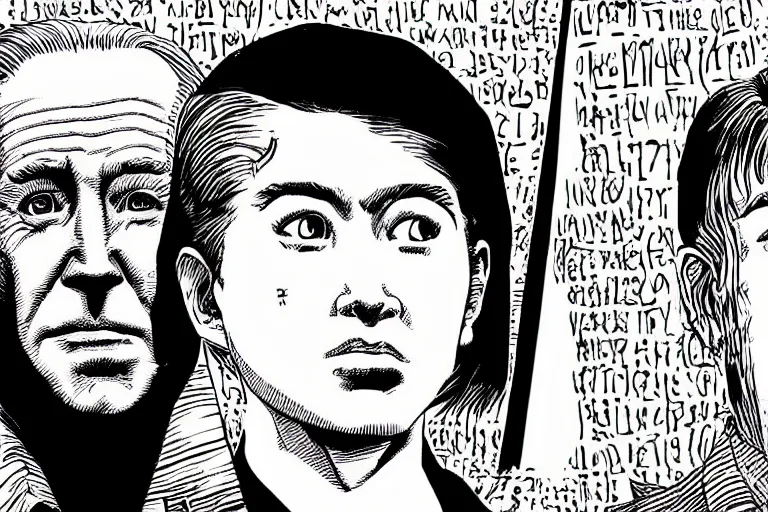 Image similar to Joe Biden lies, people melt, Junji Ito