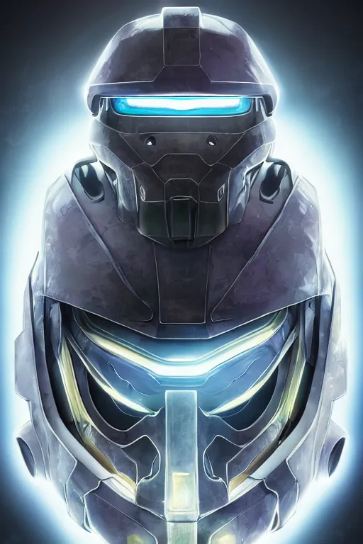 Image similar to robot ninja mask helmet halo master chief radiating a glowing aura global illumination ray tracing hdr fanart arstation by ian pesty and katarzyna da „ bek - chmiel