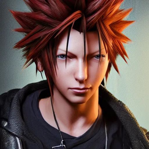 Image similar to photo realistic image of axel from kingdom hearts, stunning 3 d render inspired art by istvan sandorfi and greg rutkowski, front complete pose, realistic, highly detailed attributes and atmosphere, dim volumetric cinematic lighting,