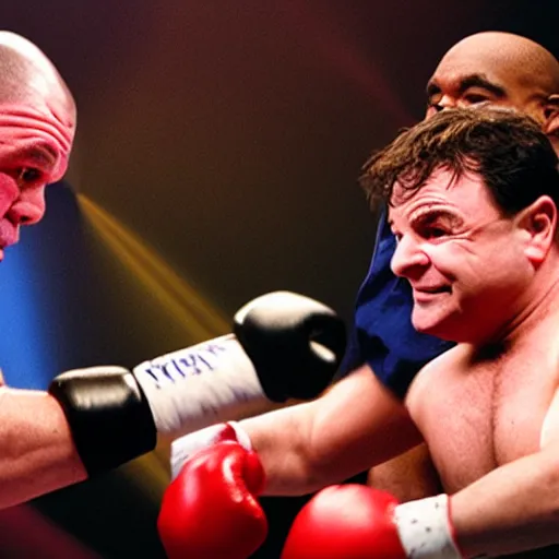 Image similar to mike tyson fighting nathan lane rainbow photograph