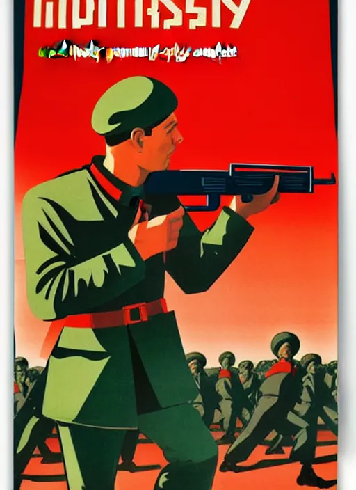 Image similar to soviet propaganda poster of an ak - 4 7, socialist realism. by alexander zelensky, viktor deni, havrylo pustoviyt