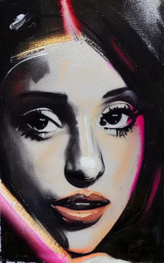 Prompt: painting of Ariana Grande by Guy Denning