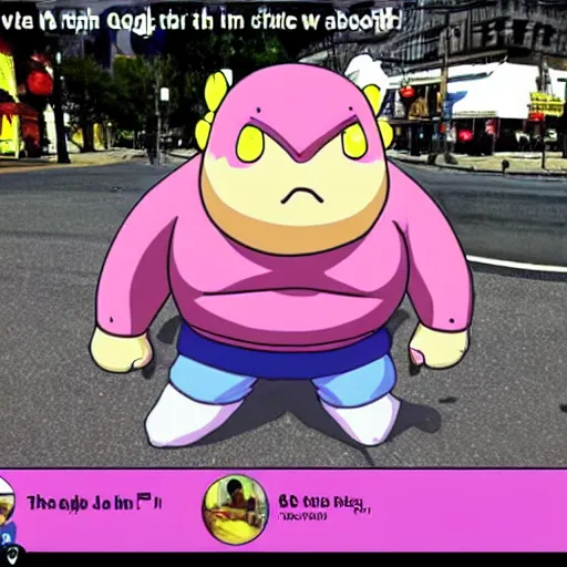 Prompt: majin buu in google street view