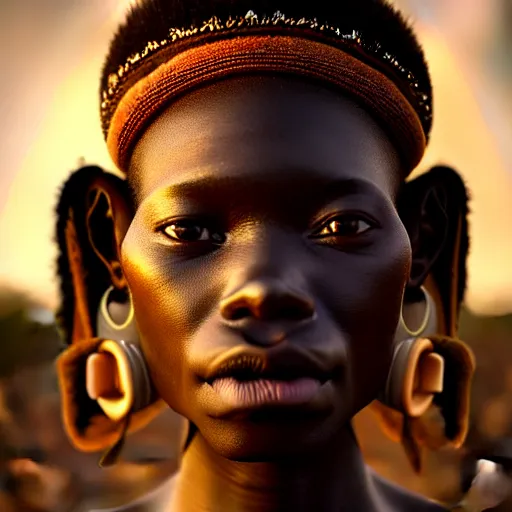 Image similar to photographic portrait of a stunningly beautiful renaissance dogon tribe female in soft dreamy light at sunset, contemporary fashion shoot, by edward robert hughes, annie leibovitz and steve mccurry, david lazar, jimmy nelsson, breathtaking, 8 k resolution, extremely detailed, beautiful, establishing shot, artistic, hyperrealistic, beautiful face, octane render