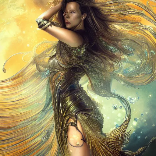 Prompt: ultra detailed illustration of a Kate Beckinsale covered in a sea of iridecent liquid, chrome metal material, lost in a dreamy oriental realm by Karol Bak, Ruan Jia, Moebius, hiroshi yoshida, Druillet, colorful, front view, vivid colors, 8k, coherent, anime vibes, uplifting, magical composition, artstation, synthwave, 8k, coherent, artgerm, uplifting, unreal engine, magical composition, artstation - n 9