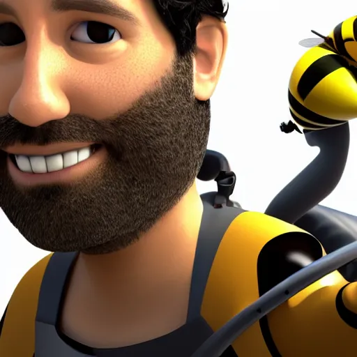 Prompt: 3 d render of paul rudd in a wheelchair, bee movie, 8 k, movie still