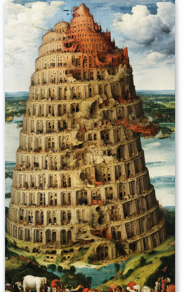 Prompt: a cutaway view of the tower of babel by pieter breugel the elder