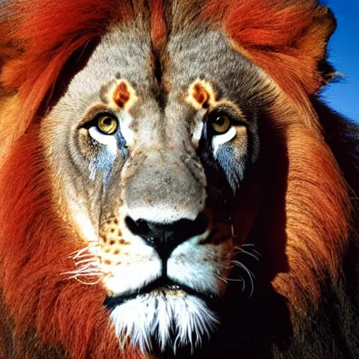 Image similar to photograph of a red and blue lion bleyblade