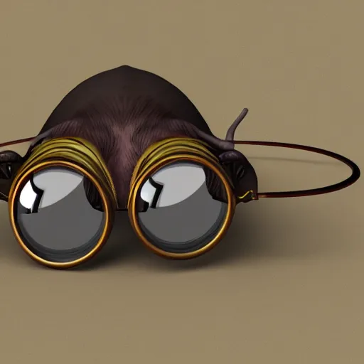 Prompt: a rat with steampunk googles, with 3D render