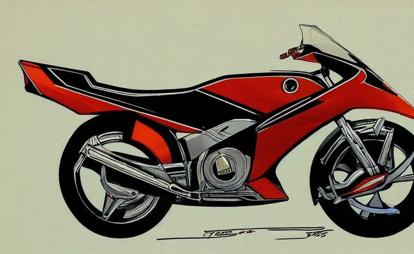 Image similar to 1 9 8 0 s yamaha sport motorcycle concept, sketch, art,