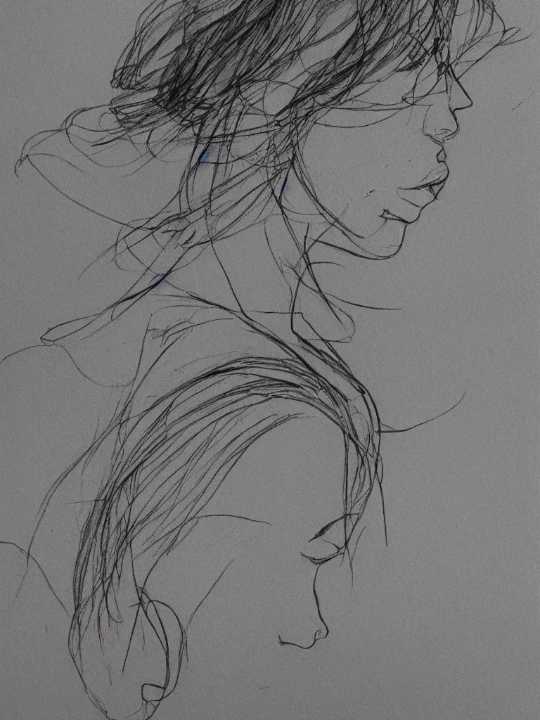 Prompt: beautiful singleline oneline one stroke line portrait