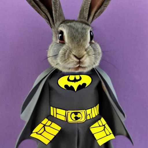 Prompt: rabbit dressed as batman