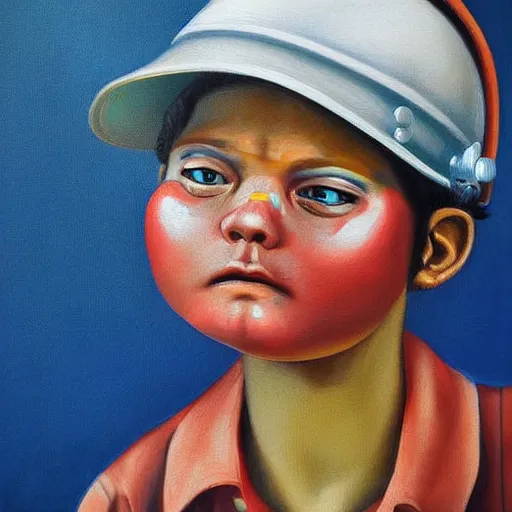 Prompt: worker face, hyperrealistic painting, figurative art, pop surrealism, poster art