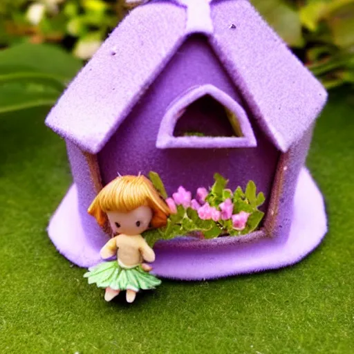 Prompt: tiny cute fairy in a flower house