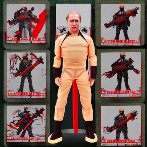 Image similar to vladimir putin cosplay action man, stop motion vinyl action figure, plastic, toy, butcher billy style