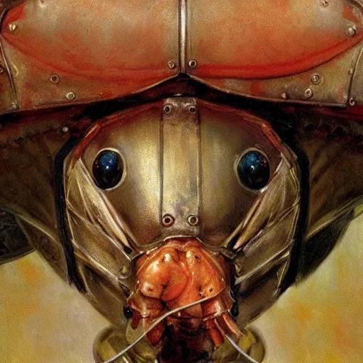 Image similar to shrimp animal as a realistic fantasy knight, closeup portrait art by norman rockwell and donato giancola and greg rutkowski,