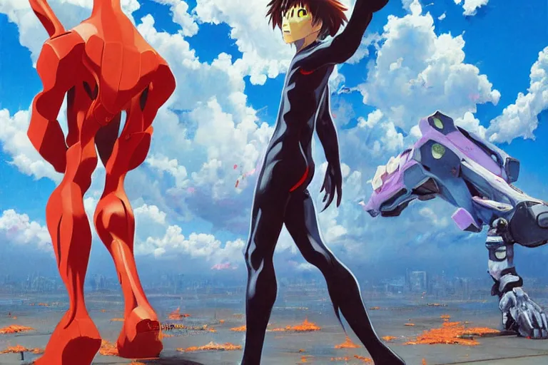 Prompt: end of evangelion, painting by vance kovacs, justin sweet