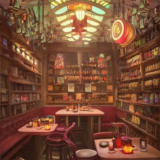 Prompt: “a fantasy fastfood restaurant called ‘Good Berry’, similar to Good Burger, fantastical ambience, food court, D&D, fantasy, intricate, cinematic lighting, highly detailed, digital painting, artstation, concept art, smooth, sharp focus, illustration, art by Artgerm and Greg Rutkowski and Alphonse Mucha”