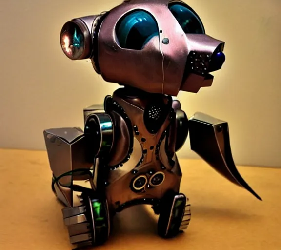 Image similar to futuristic steampunk ferret - shaped pet - robot, steampunk ferret - inspired robot, borderlands - inspired ferret - shaped robot