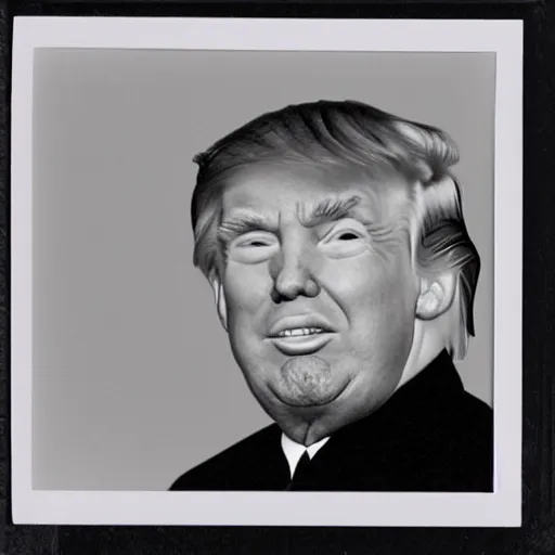 Prompt: donald trump with tiny hands polaroid