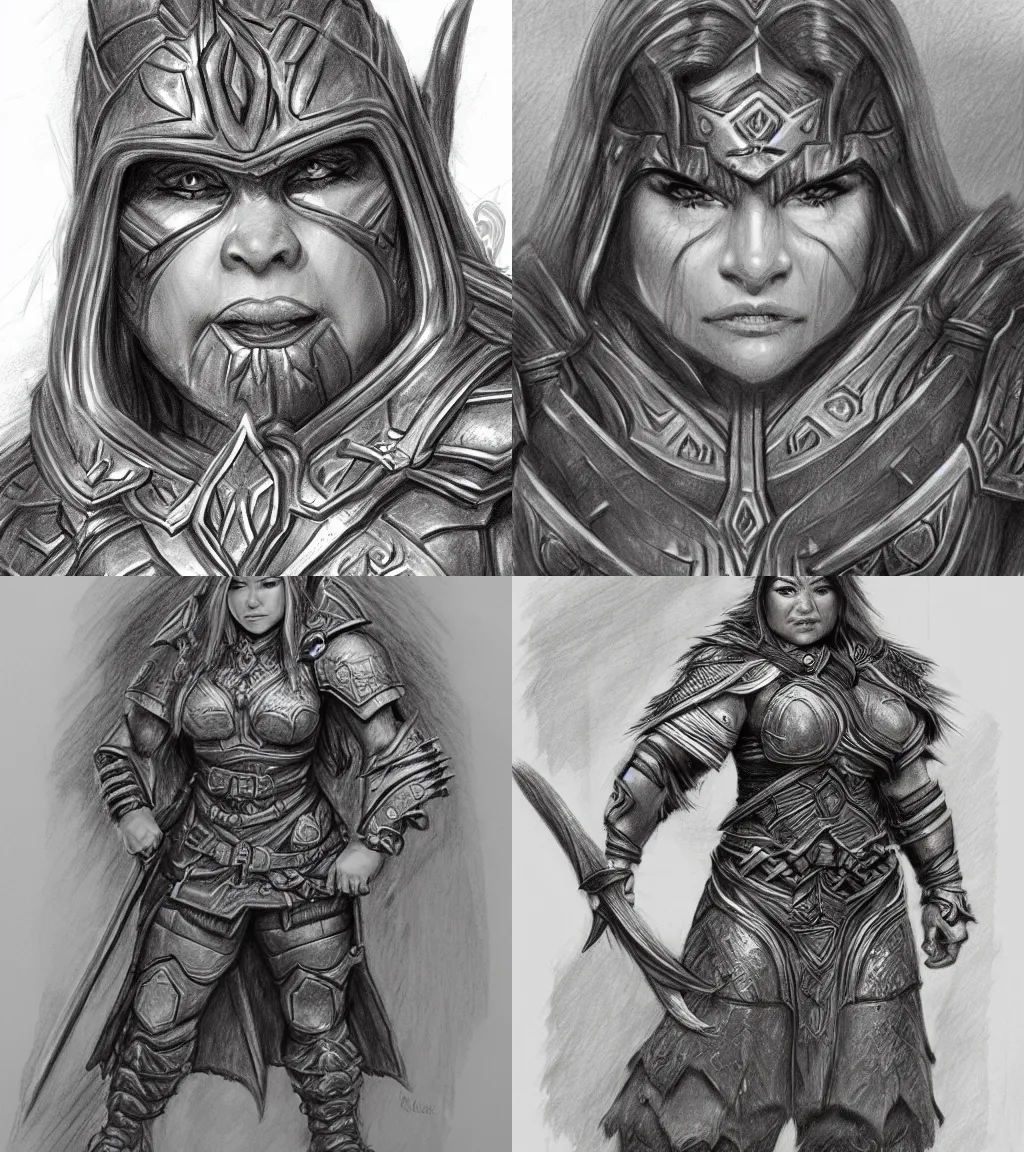 Prompt: female dwarven warrior | pencil sketch | hyperdetailed |