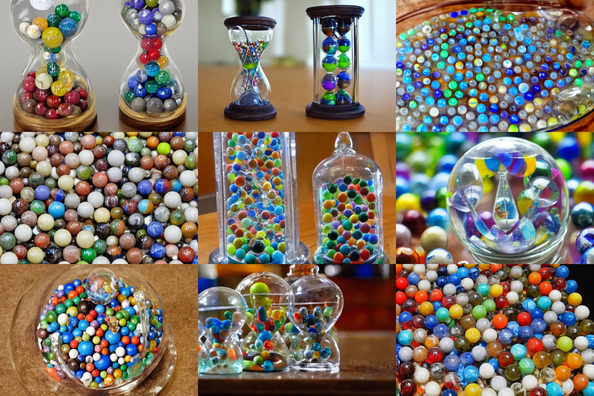 Prompt: an hourglass full of marbles,