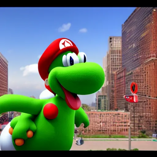 Image similar to big yoshi, cgi, featured on art station