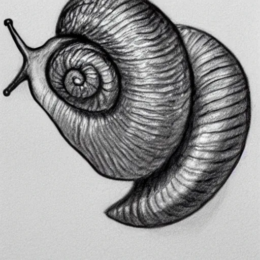 Prompt: snail as a pencil drawing