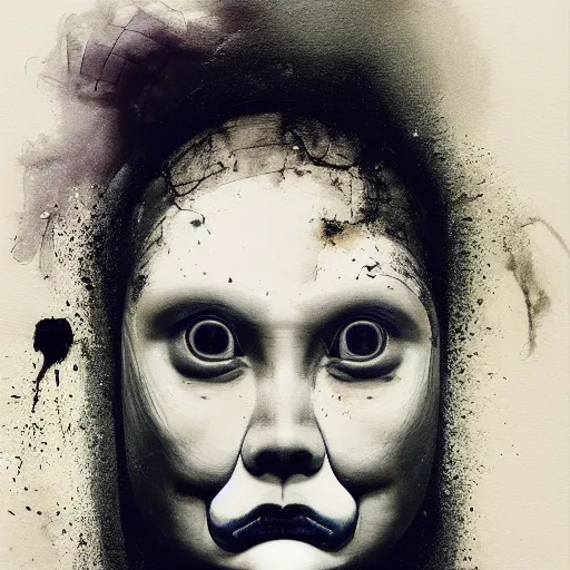 Image similar to portrait of the face of big fat old sumoringer as despair from sandman, venus of willendorf, by jeremy mann, by gregory crewdson, by bastien lecouffe deharme, by russ mills, sad face, topknot, black hair, mourning, black eyes, white room, soft lightning, high detailed, 8 k