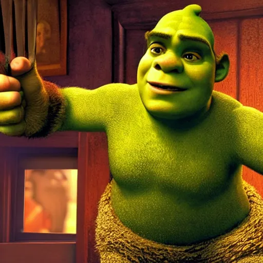 Image similar to tobey maguire as shrek, dreamworks, photography, movie,