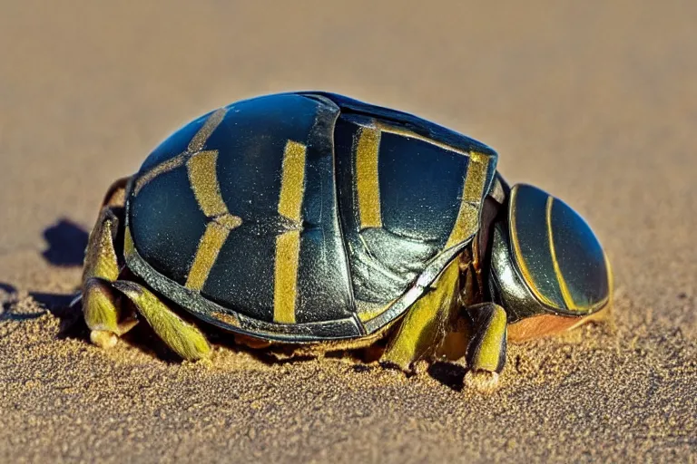 Prompt: beautiful scarab in the sand