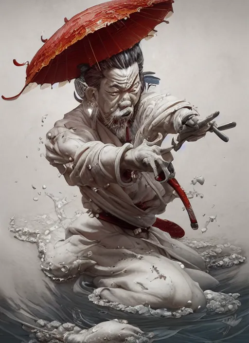 Image similar to subsurface scattering, white, koi, samurai deity with floating hands, by jesper ejsing, james jean, justin gerard, tomasz alen kopera, cgsociety and fenghua zhong, highly detailed, rim light, cinematic lighting, illustration, art, octane render, very coherent, cinematic, hyper realism, high detail, 8 k