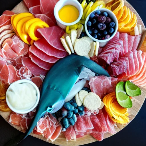 Image similar to shark charcuterie board