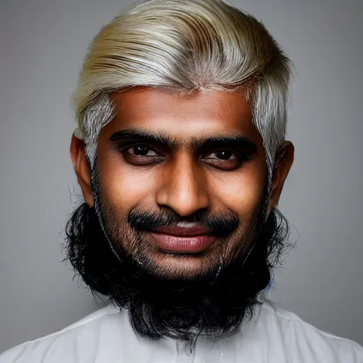 Image similar to an indian man with bleached blonde hair