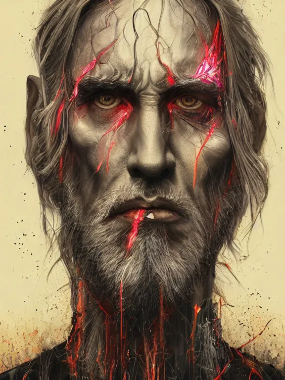 Prompt: art portrait of Saruman,8k,by tristan eaton,Stanley Artgermm,Tom Bagshaw,Greg Rutkowski,Carne Griffiths,trending on DeviantArt,face enhance,hyper detailed,minimalist,cybernetic, android, blade runner,full of colour,