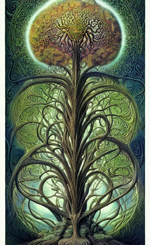 Image similar to tree of life by roger dean and andrew ferez, art forms of nature by ernst haeckel, divine chaos engine, symbolist, visionary, art nouveau, botanical fractal structures, organic, detailed, realistic, surreality