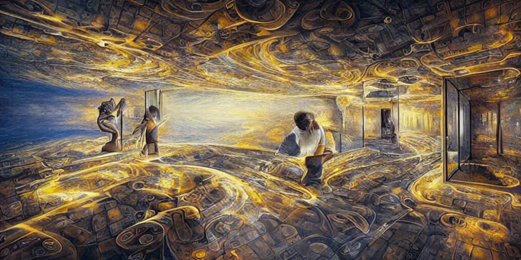 Image similar to the infinite hotel, Mind-Blowing Illusion Painting by Tomek Sętowski